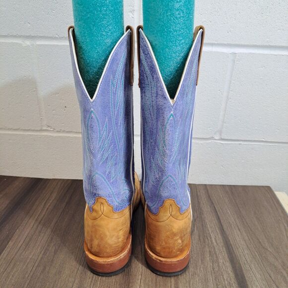 Hp Square Toe Western Boots. Women Brown & Blue Leather Cowboys Boot Size 8.5 D - Picture 5 of 10